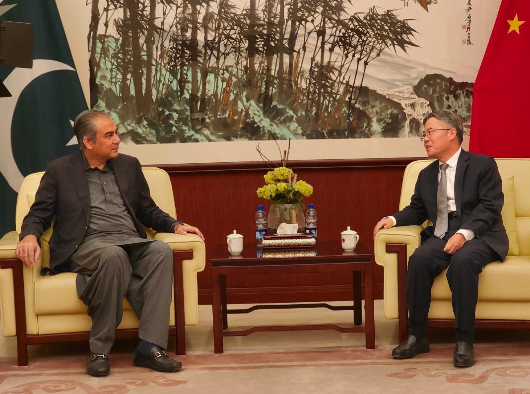 ISLAMABAD: Federal Minister for Interior Mohsin Naqvi in a meeting with Chinese Ambassador Jian Zaidong, here on Thursday. –Agencies