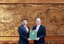 Pakistan’s Ambassador to China presents copy of his Credentials